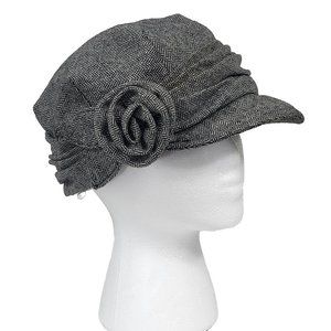 San Diego Hat Co. Herringbone Cadet Cap with Rose Black OS